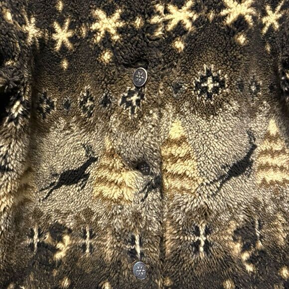 Vintage L.L. Bean Reindeer Winter Fleece Jacket - Picture 2 of 6